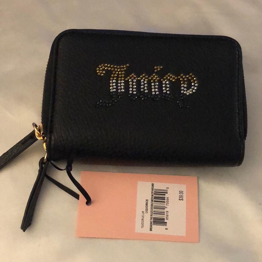 Juicy Couture Liquorice Black Breaking The Rules Medium Double ZA Wallet NWT